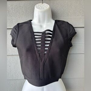 Hera Collection Black Cut-Out Crop Top